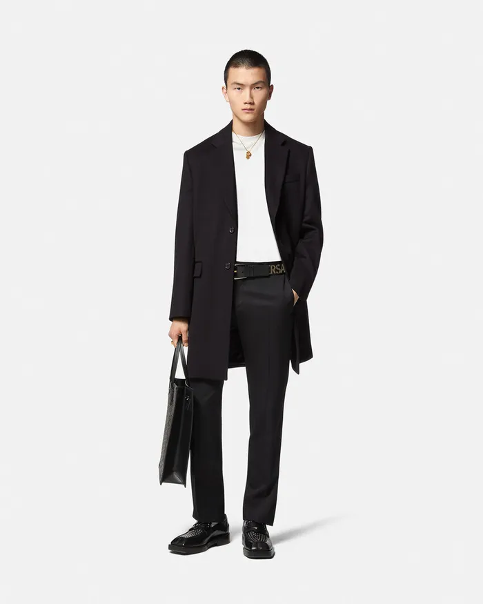 Jackets and Coats Men Versace SingleBreasted Coat Black