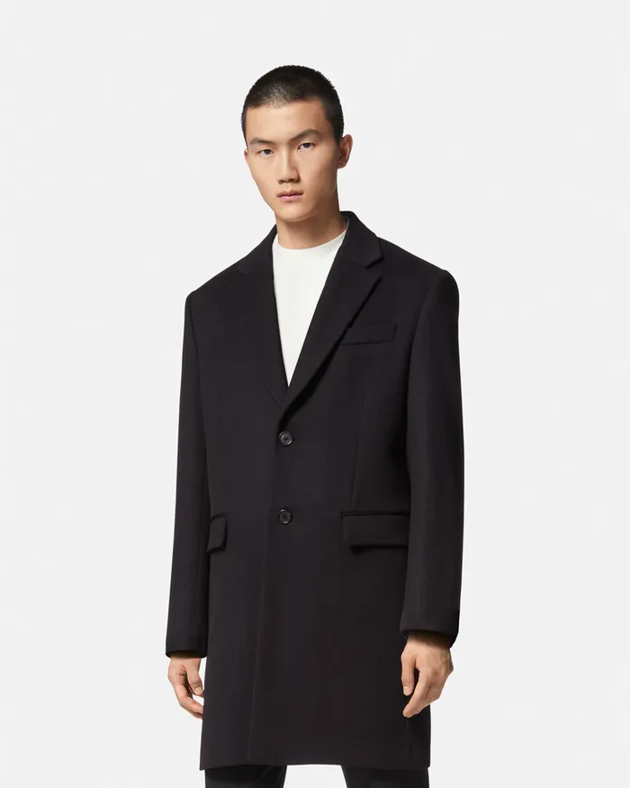 Jackets and Coats Men Versace SingleBreasted Coat Black