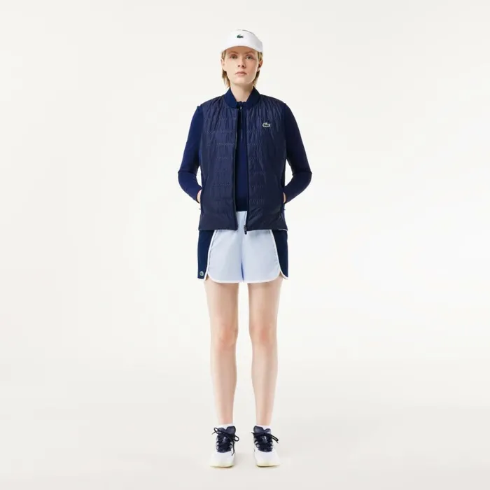 Jackets and Coats Women Lacoste Womens Reversible Golf Vest Navy Blue White Hhw