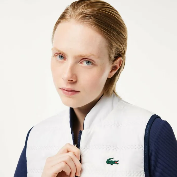 Jackets and Coats Women Lacoste Womens Reversible Golf Vest Navy Blue White Hhw