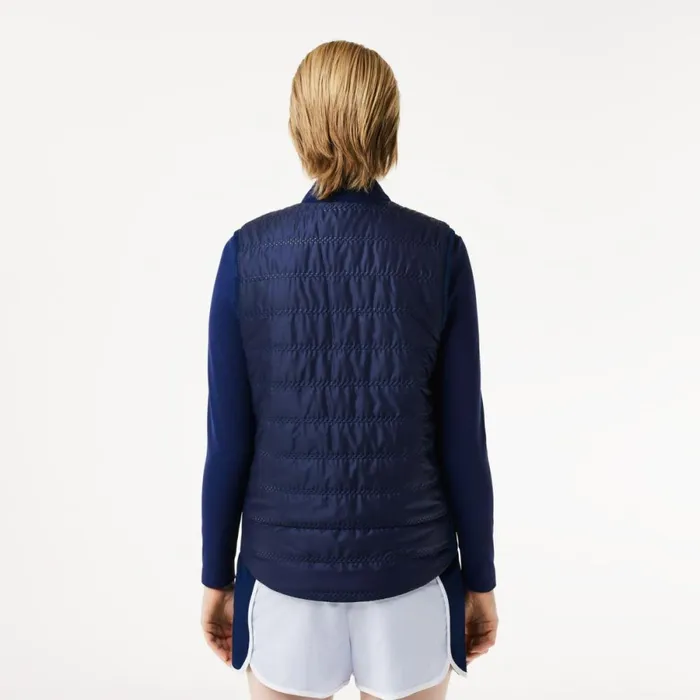 Jackets and Coats Women Lacoste Womens Reversible Golf Vest Navy Blue White Hhw