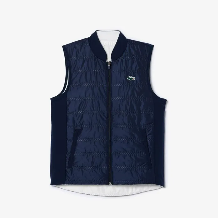 Jackets and Coats Women Lacoste Womens Reversible Golf Vest Navy Blue White Hhw