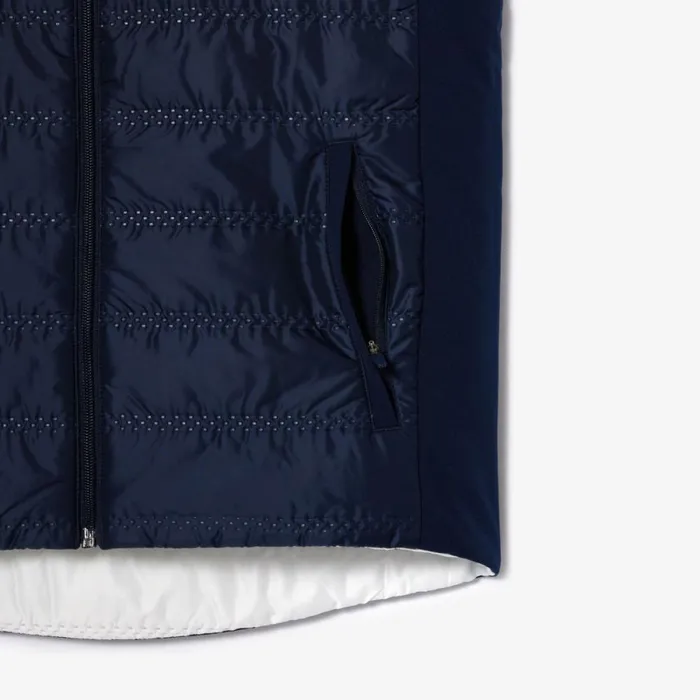 Jackets and Coats Women Lacoste Womens Reversible Golf Vest Navy Blue White Hhw