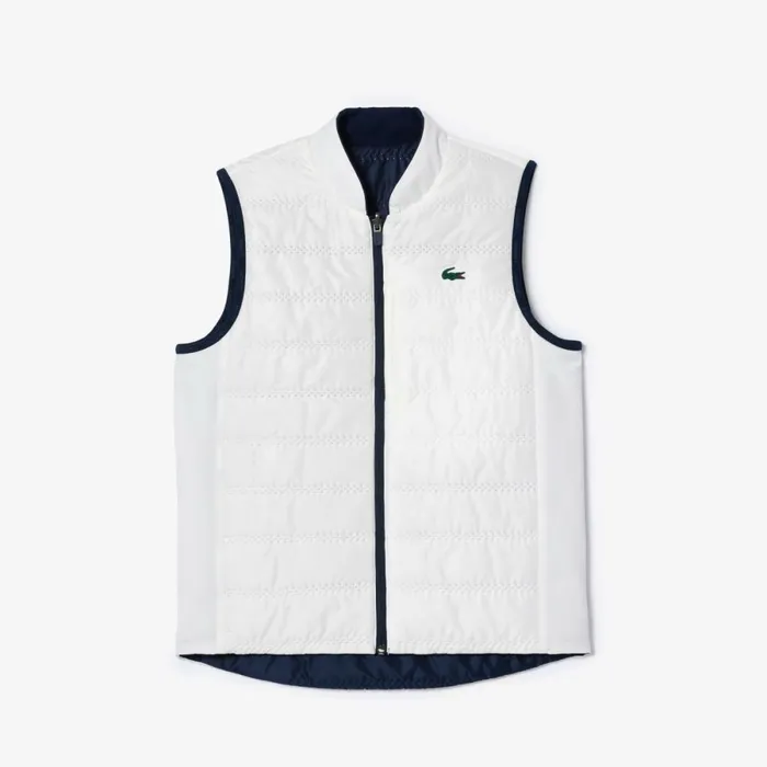 Jackets and Coats Women Lacoste Womens Reversible Golf Vest Navy Blue White Hhw