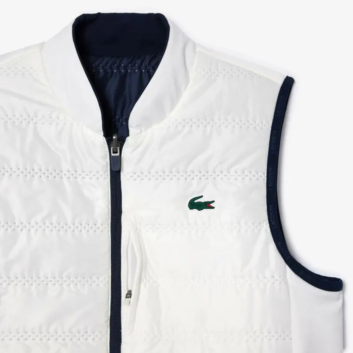 Jackets and Coats Women Lacoste Womens Reversible Golf Vest Navy Blue White Hhw