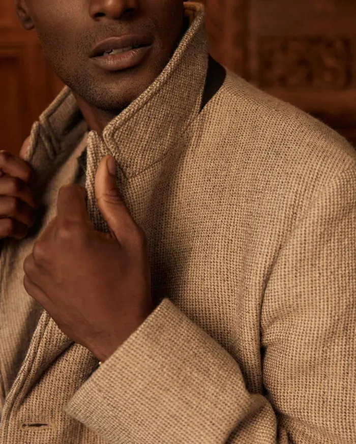 Jackets and Outerwear Men Billy Reid Luxury Bond Peacoat Charcoaltan