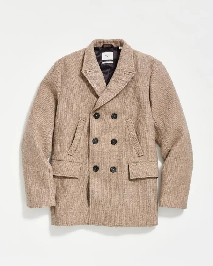 Jackets and Outerwear Men Billy Reid Luxury Bond Peacoat Charcoaltan