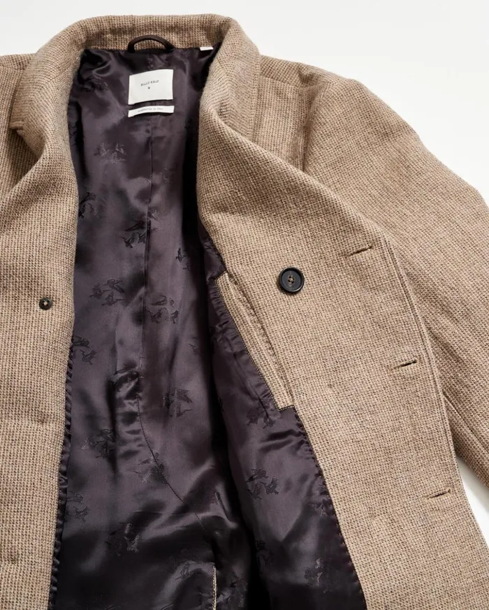 Jackets and Outerwear Men Billy Reid Luxury Bond Peacoat Charcoaltan