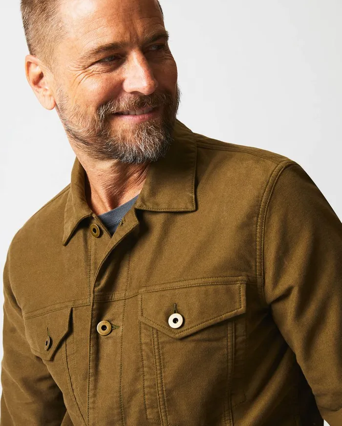 Jackets and Outerwear Men Billy Reid Moleskin Tupelo Trucker Jacket Olive