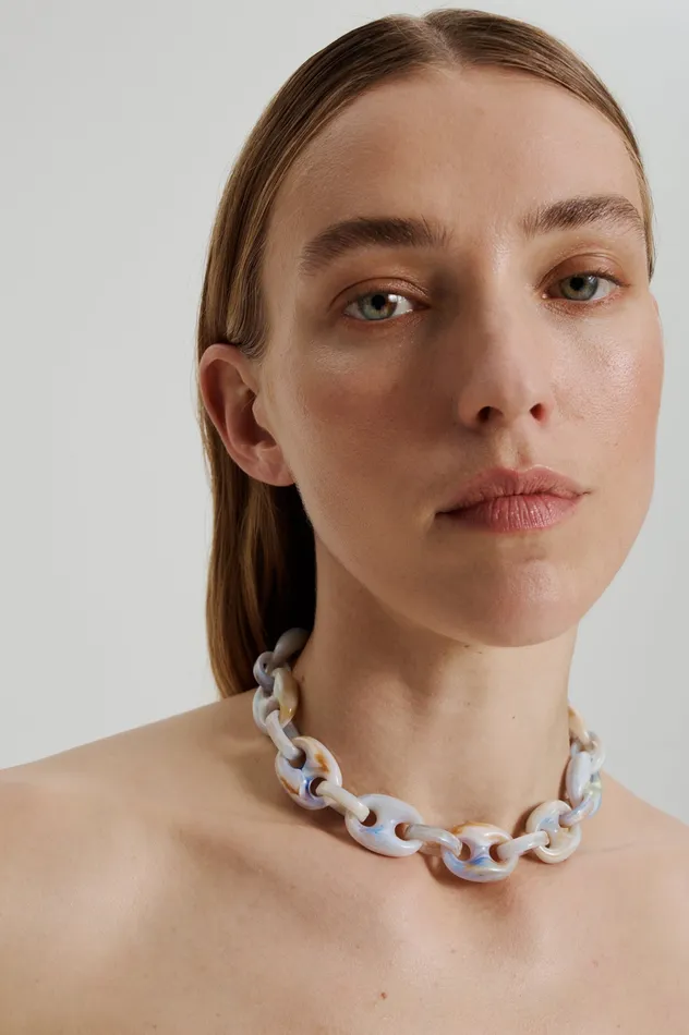 Jewelry Scanlan Theodore Women ITALIAN RESIN MARINER CHOKER MARBLE