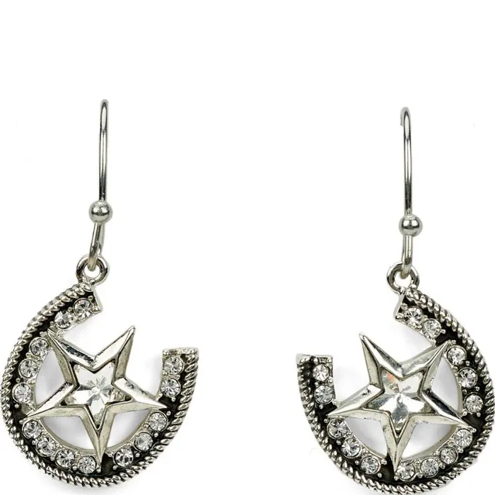 Jewelry Women Justin Boots Horseshoe Earrings Silver 040grey041