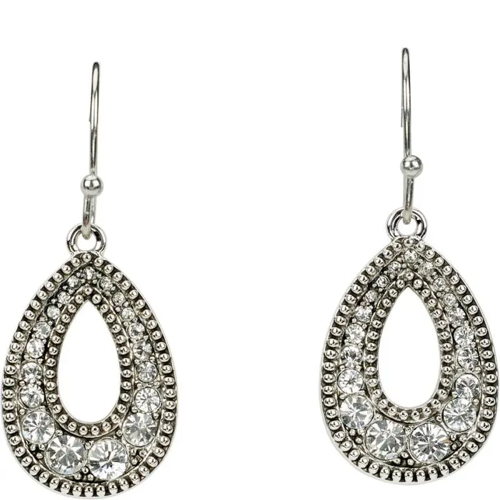 Jewelry Women Justin Boots Oval Pendant Earrings Silver 040grey041