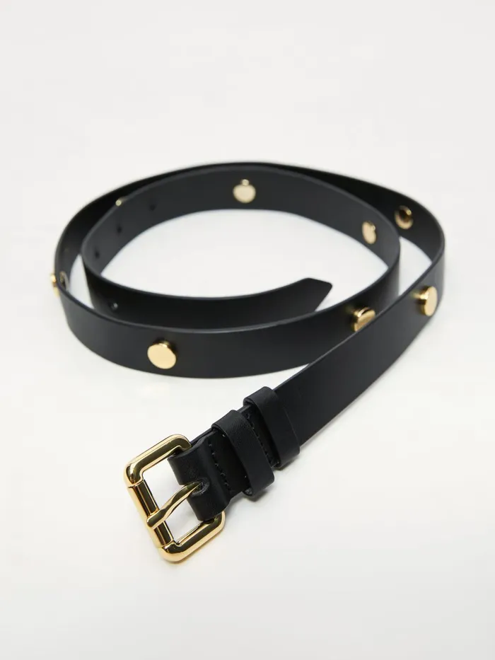 Jigsaw Belts Women Studded Narrow Belt Black