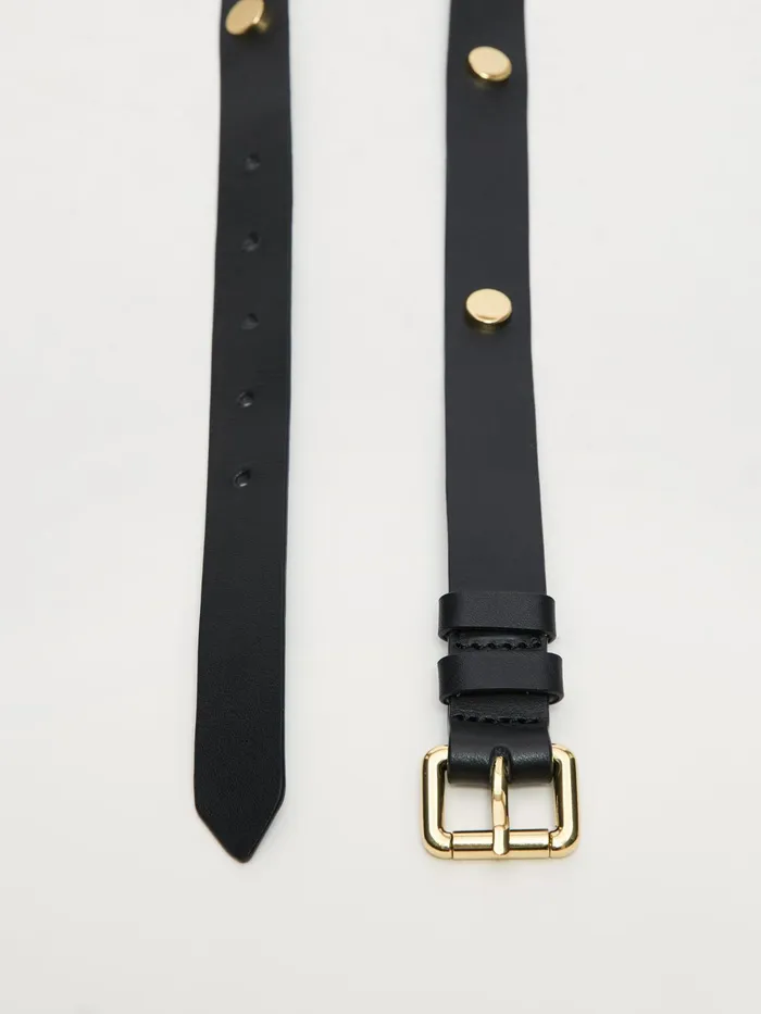 Jigsaw Belts Women Studded Narrow Belt Black