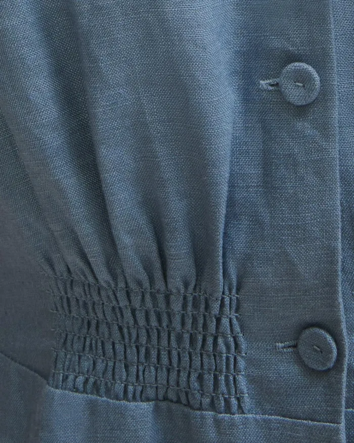 Jigsaw Dresses and Jumpsuits Women Linen Button Front Tea Dress Blue