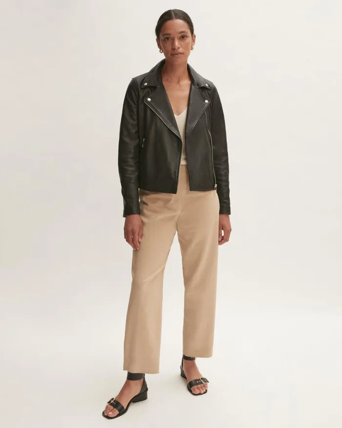 Jigsaw Jackets Women Bleeker Leather Biker Black