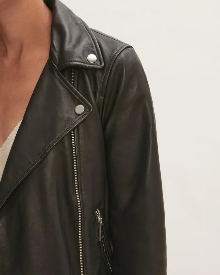 Jigsaw Jackets Women Bleeker Leather Biker Black
