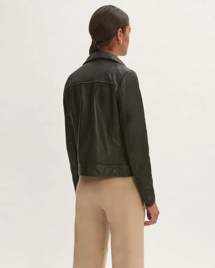 Jigsaw Jackets Women Bleeker Leather Biker Black