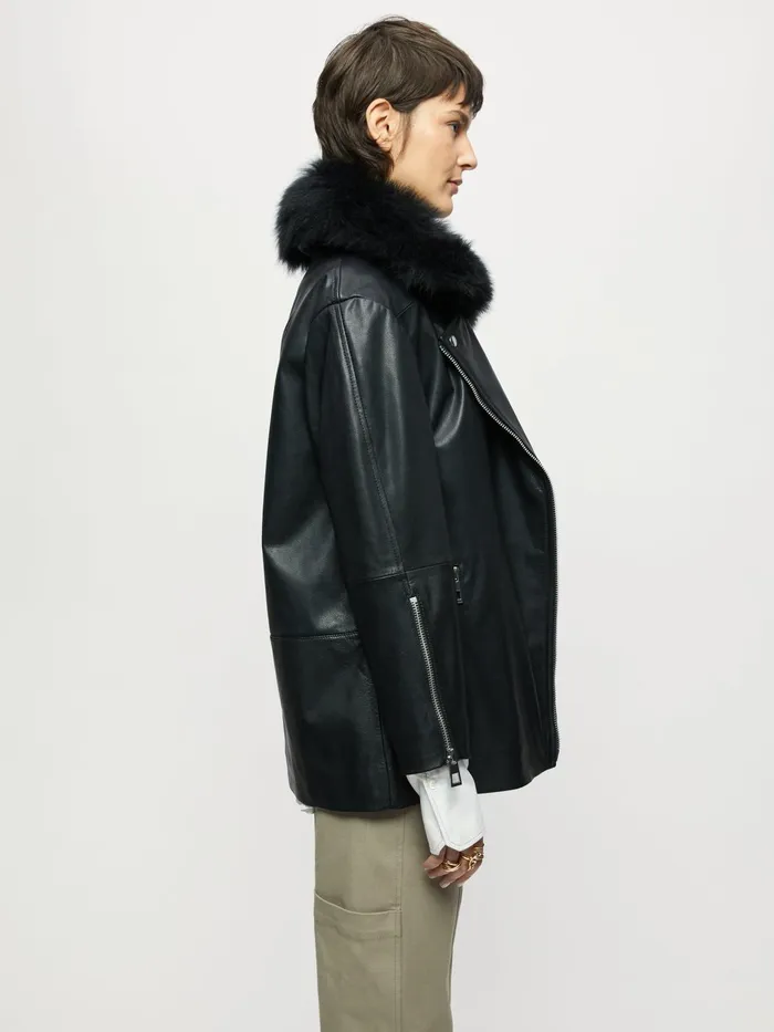 Jigsaw Jackets Women Oakley Relaxed Biker Black