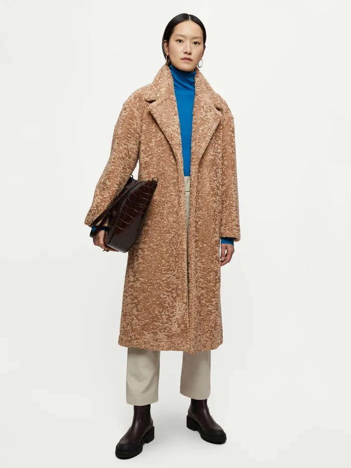 Jigsaw Jackets Women Teddy Trench Coat Cream