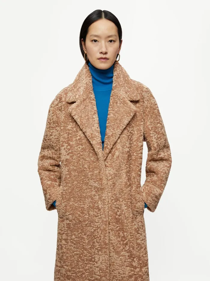 Jigsaw Jackets Women Teddy Trench Coat Cream