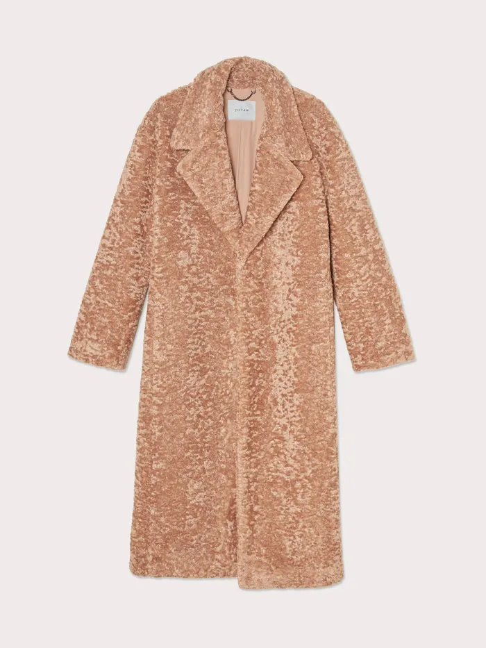 Jigsaw Jackets Women Teddy Trench Coat Cream