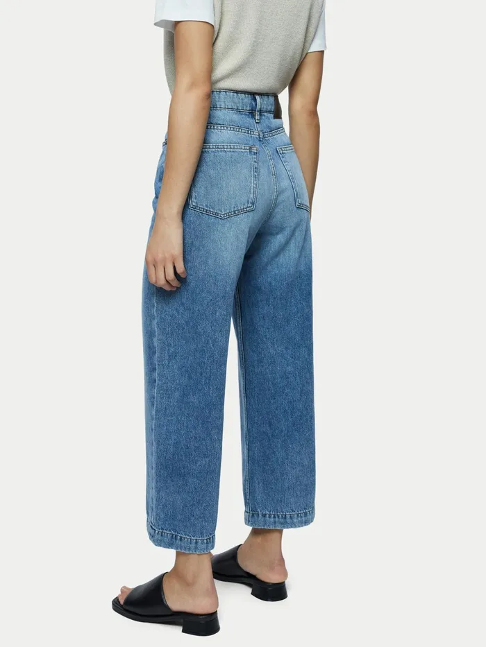 Jigsaw Jeans Women Tyne Cropped Wide Leg Jean Cream
