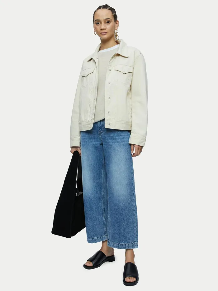 Jigsaw Jeans Women Tyne Cropped Wide Leg Jean Cream