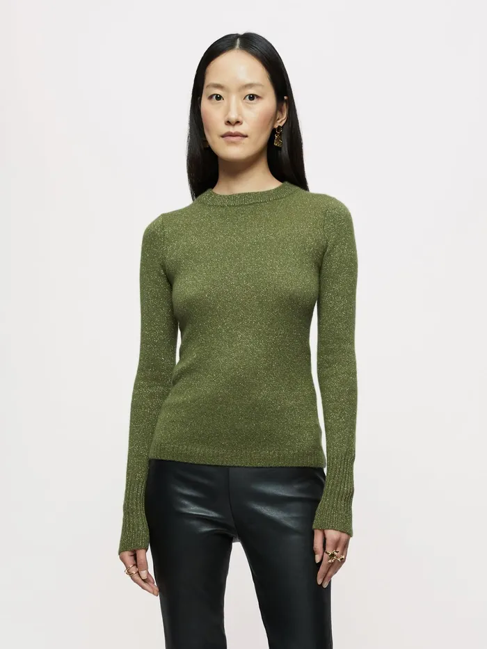 Jigsaw Knitwear and Cashmere Women Cashmere Sparkle Crew Jumper Green