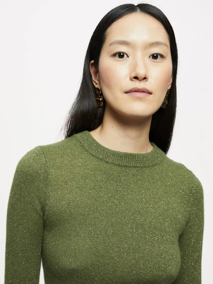 Jigsaw Knitwear and Cashmere Women Cashmere Sparkle Crew Jumper Green