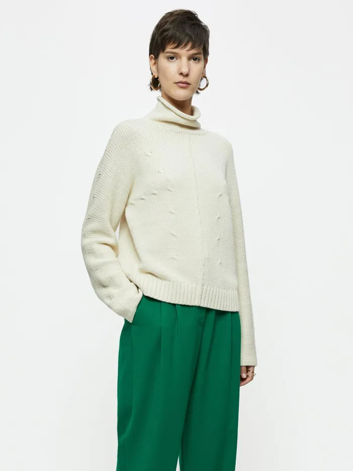 Jigsaw Knitwear and Cashmere Women Cotton Blend Chunky Jumper Cream