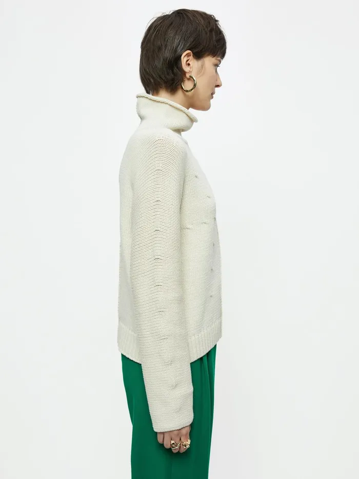 Jigsaw Knitwear and Cashmere Women Cotton Blend Chunky Jumper Cream