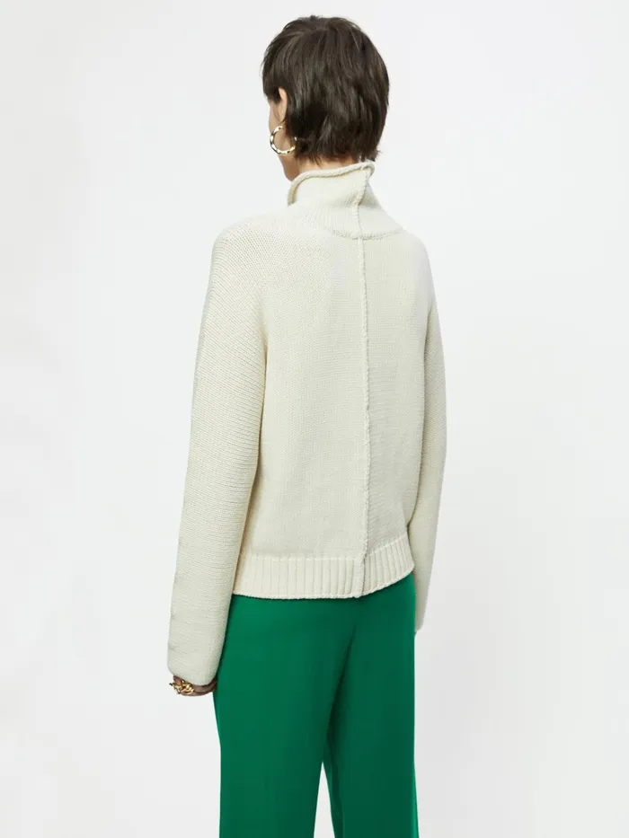 Jigsaw Knitwear and Cashmere Women Cotton Blend Chunky Jumper Cream