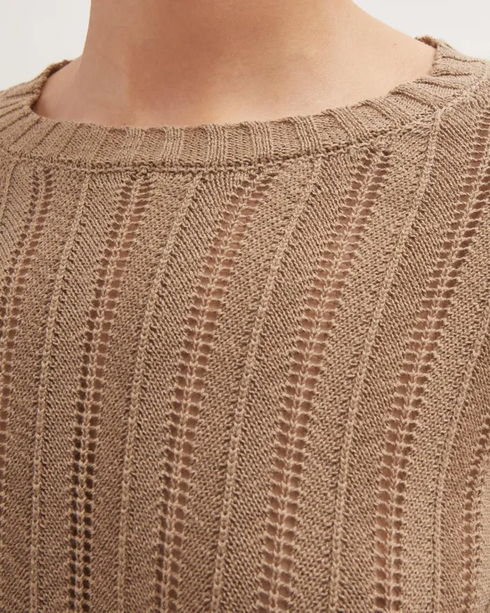 Jigsaw Knitwear and Cashmere Women Cotton Lace Crew Neck Jumper Brown