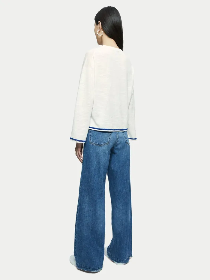 Jigsaw Knitwear and Cashmere Women Linen Cotton Embroidered Jumper Cream