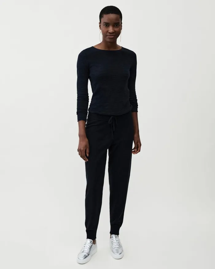 Jigsaw Knitwear and Cashmere Women Linen Cotton Round Neck Jumper Blue