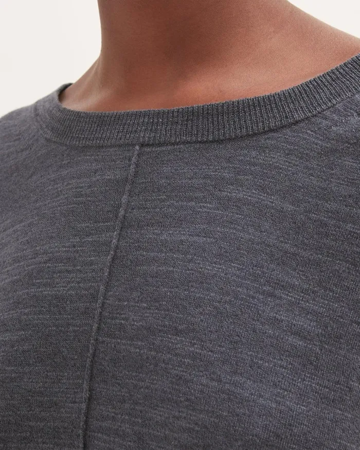 Jigsaw Knitwear and Cashmere Women Linen Cotton Step Hem Jumper Dark Grey