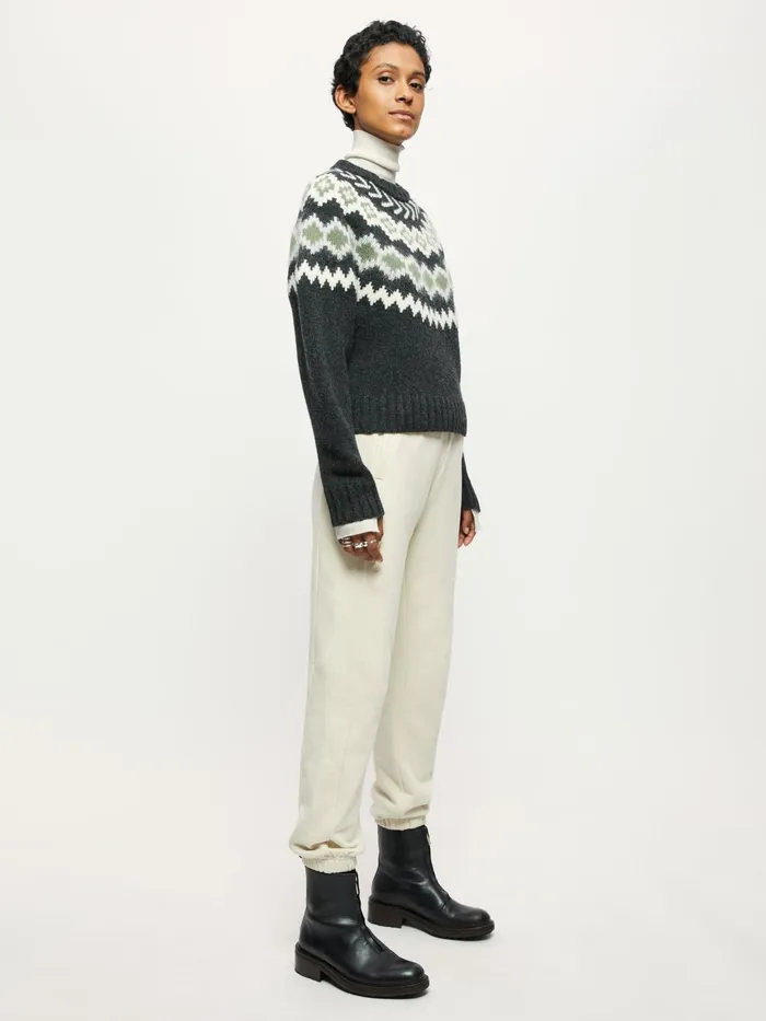 Jigsaw Knitwear and Cashmere Women Merino Blend Fair Isle Jumper Grey