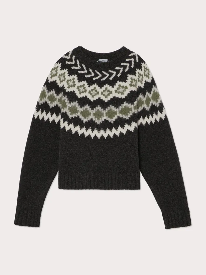 Jigsaw Knitwear and Cashmere Women Merino Blend Fair Isle Jumper Grey