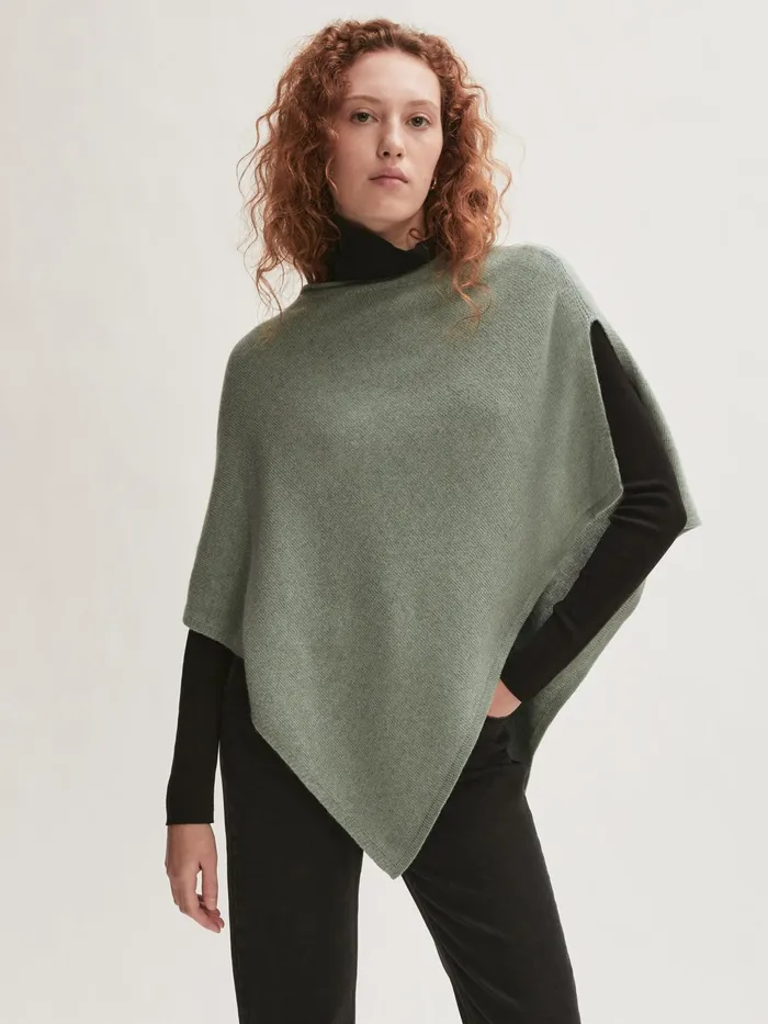 Jigsaw Knitwear and Cashmere Women Open Poncho Wool Cashmere Green