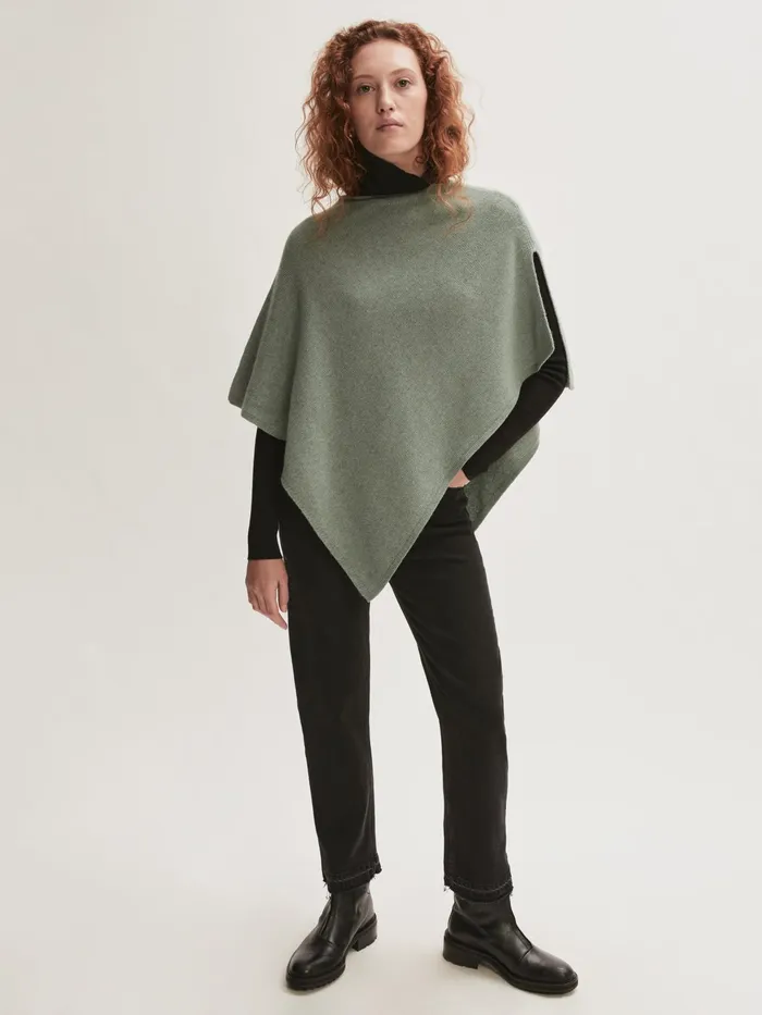 Jigsaw Knitwear and Cashmere Women Open Poncho Wool Cashmere Green
