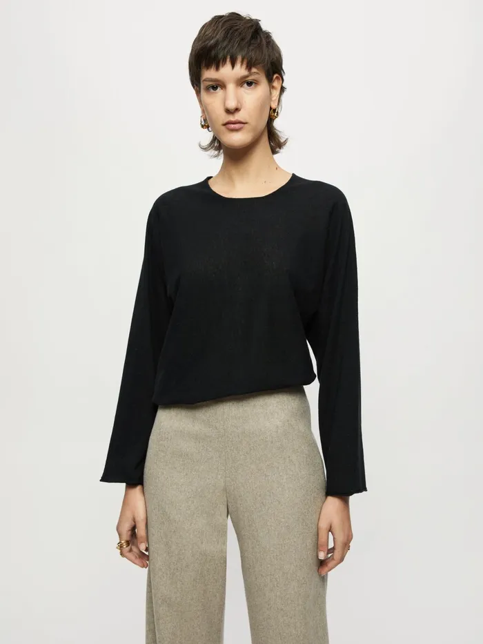 Jigsaw Knitwear and Cashmere Women Superfine Long Sleeve Jumper Black