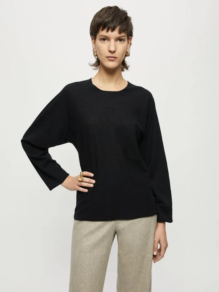 Jigsaw Knitwear and Cashmere Women Superfine Long Sleeve Jumper Black