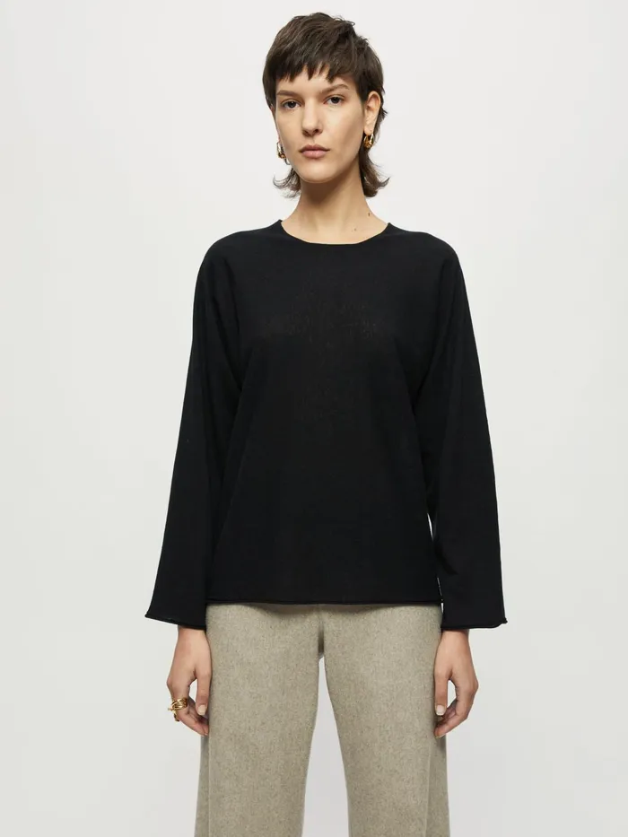 Jigsaw Knitwear and Cashmere Women Superfine Long Sleeve Jumper Black