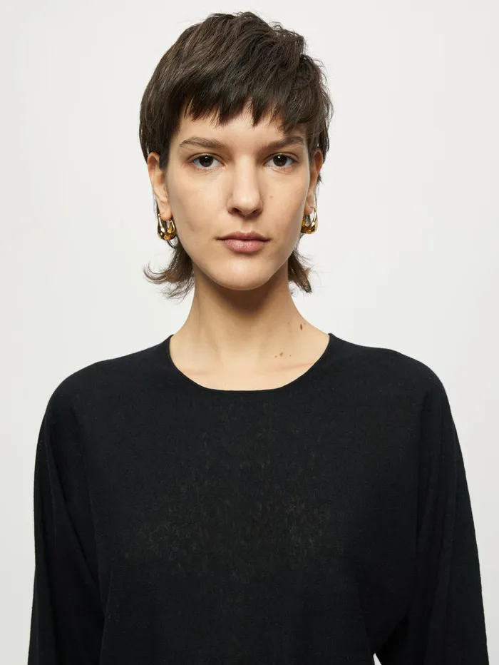 Jigsaw Knitwear and Cashmere Women Superfine Long Sleeve Jumper Black