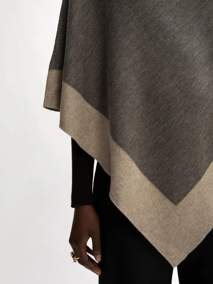 Jigsaw Ponchos and Scarves Women Wool Blend Border Poncho Brown