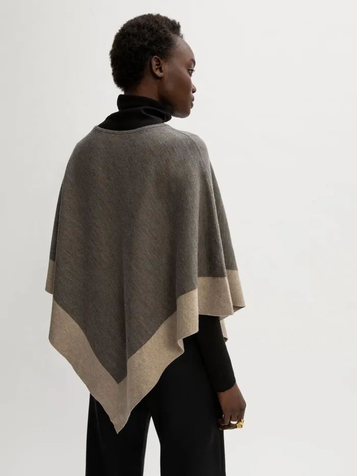 Jigsaw Ponchos and Scarves Women Wool Blend Border Poncho Brown