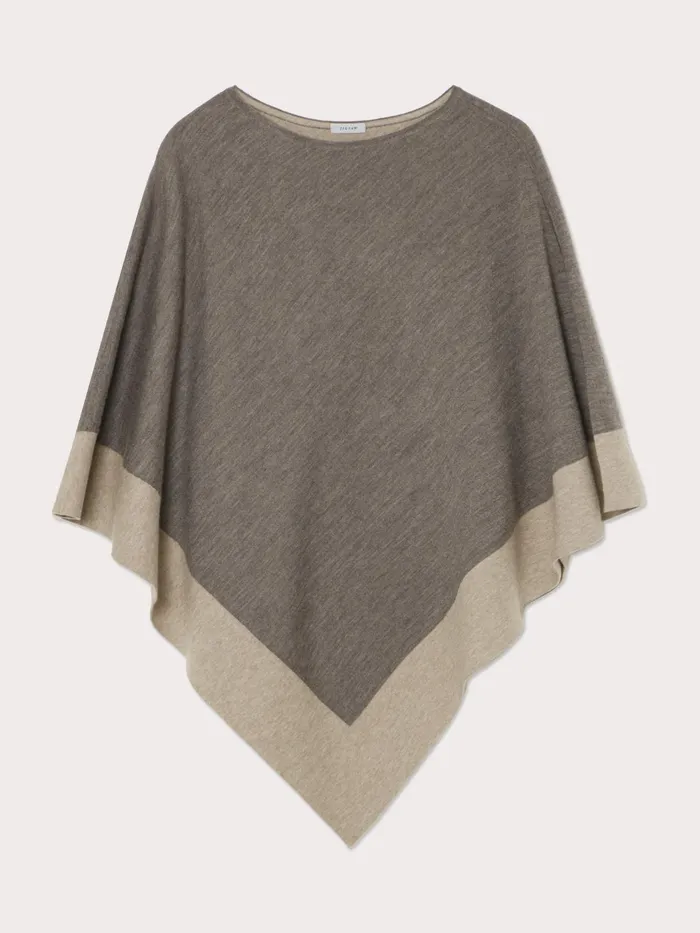 Jigsaw Ponchos and Scarves Women Wool Blend Border Poncho Brown