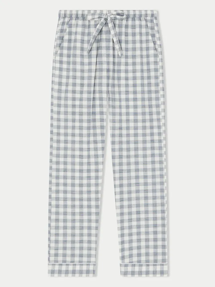 Jigsaw Pyjamas and Loungewear Women Cotton Gingham Pyjama Blue