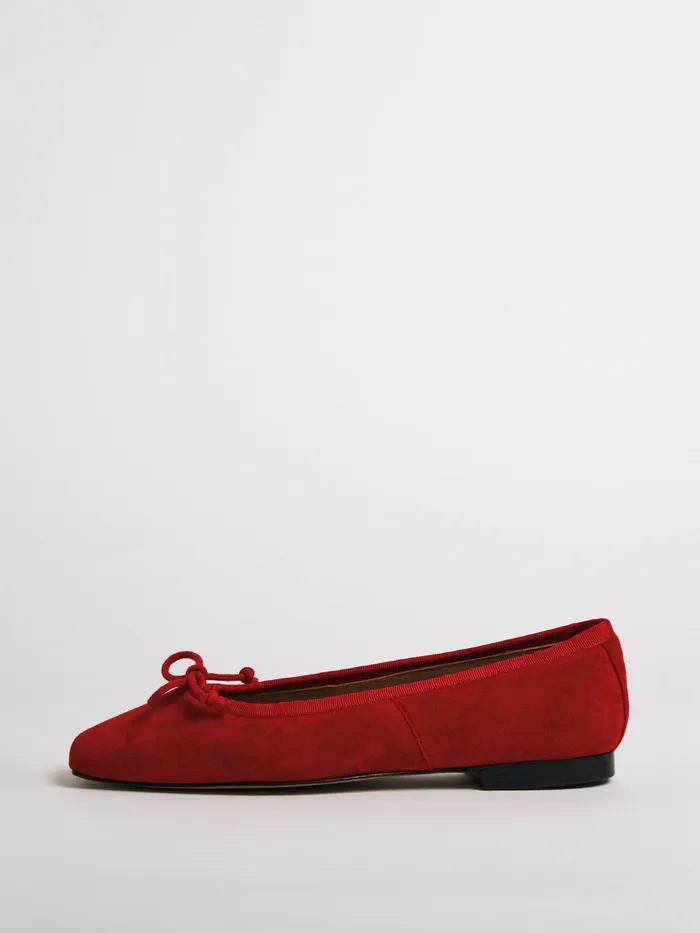 Jigsaw Shoes and Sandals Women Chiswick Suede Ballerinas Red